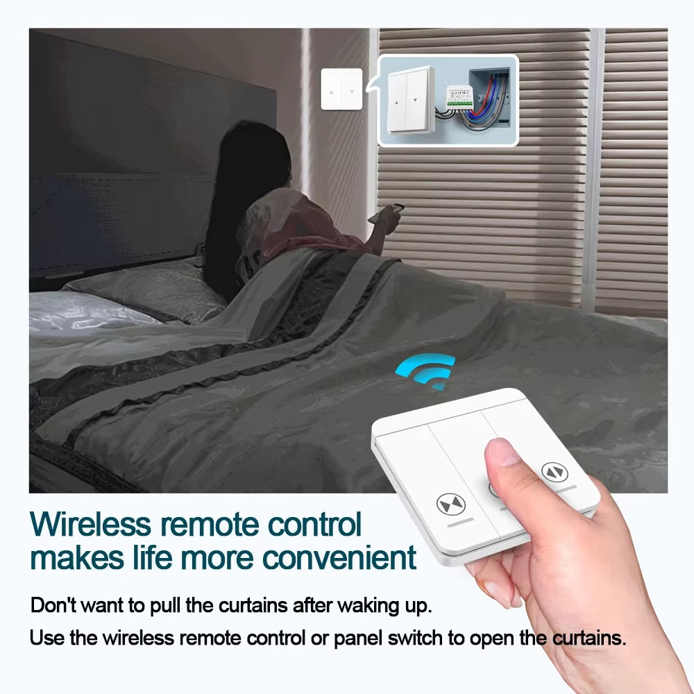 433 MHz RF Curtain Switch Module for AC 220V, 10A Motorized Roller Shutter Control with Wireless Remote